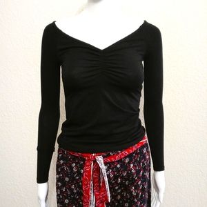 Philanthropy Harriett Ruched Black Tee